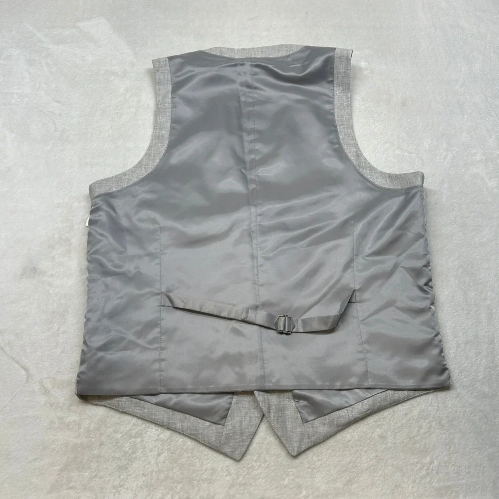 Bar III Linen Suite Vest White Mens Medium Gray Slim Fit Dressy Party Casual NEW
